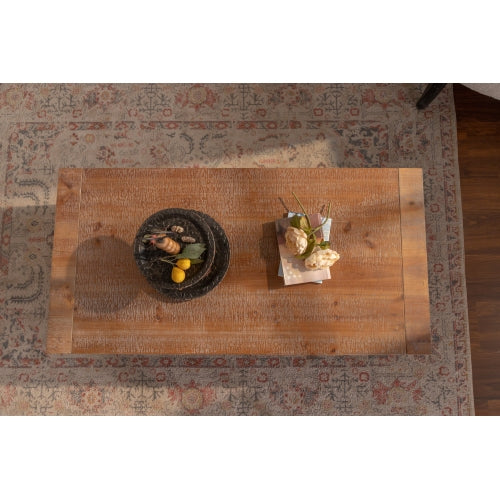 Rustic 2-Tier Solid Wood Coffee Table – Rectangle with Storage Shelf