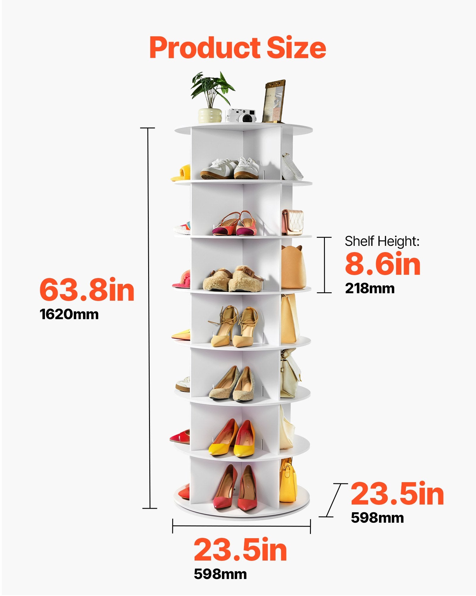 7 Tiers Rotating Shoe Rack Tower, 360°
