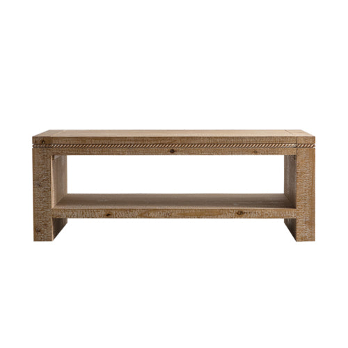 Rustic 2-Tier Solid Wood Coffee Table – Rectangle with Storage Shelf