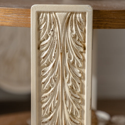 Carved Wooden Coffee & Side Table – Retro Double-Layer Storage, Palace-Style Design