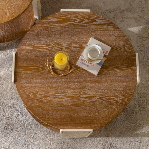 Carved Wooden Coffee & Side Table – Retro Double-Layer Storage, Palace-Style Design