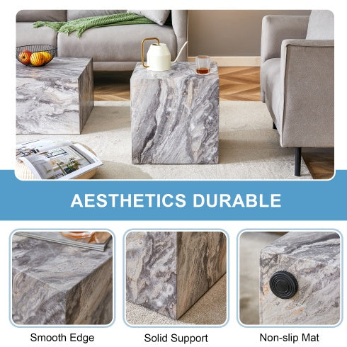 Gray Textured MDF Coffee Table – Modern Design for Living Room