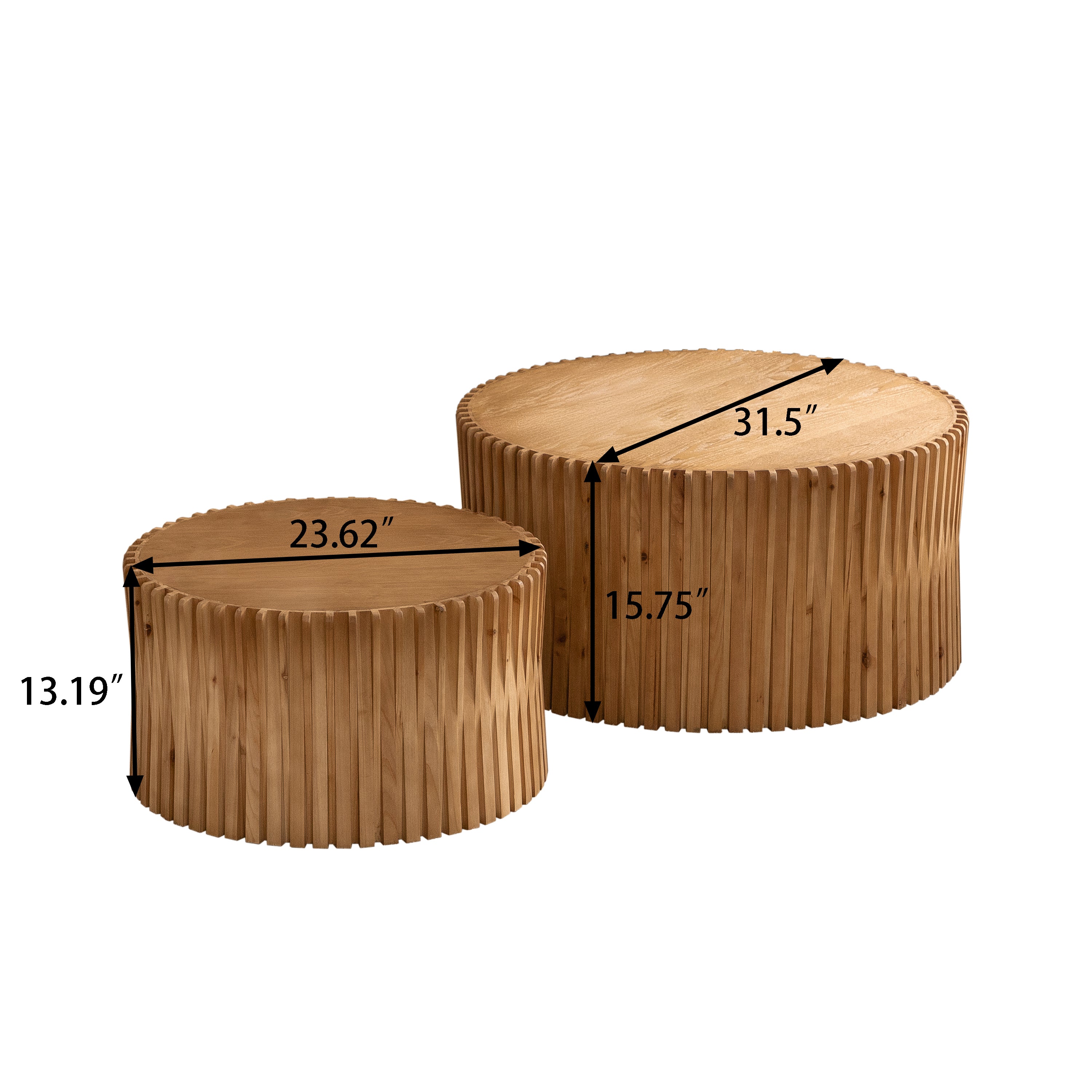 Vintage Farmhouse Nesting Coffee Table Set (Set of 2) – Cylindrical Design with Textured Finish
